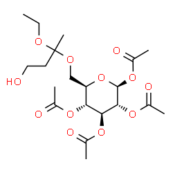 ChemSpider 2D Image | 1,2,3,4-Tetra-O-acetyl-6-O-(2-ethoxy-4-hydroxy-2-butanyl)-beta-D-glucopyranose | C20H32O12