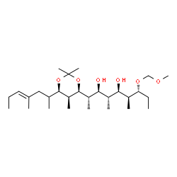 ChemSpider 2D Image | (2S,3S,4S,5R,6S,7R)-7-(Methoxymethoxy)-4,6-dimethyl-2-{(4S,5S,6R)-2,2,5-trimethyl-6-[(4E)-4-methyl-4-hepten-2-yl]-1,3-dioxan-4-yl}-3,5-nonanediol | C28H54O6