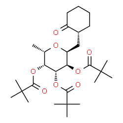 ChemSpider 2D Image | (6S)-2,6-Anhydro-1-deoxy-3,4,5-tris-O-(2,2-dimethylpropanoyl)-6-{[(1R)-2-oxocyclohexyl]methyl}-D-galactitol | C28H46O8