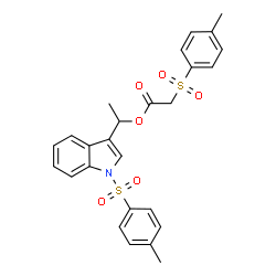 ChemSpider 2D Image | 1-{1-[(4-Methylphenyl)sulfonyl]-1H-indol-3-yl}ethyl [(4-methylphenyl)sulfonyl]acetate | C26H25NO6S2