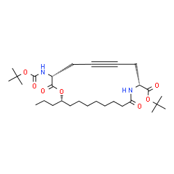 ChemSpider 2D Image | 2-Methyl-2-propanyl (3R,8R,18S)-3-({[(2-methyl-2-propanyl)oxy]carbonyl}amino)-2,10-dioxo-18-propyl-1-oxa-9-azacyclooctadec-5-yne-8-carboxylate | C29H48N2O7