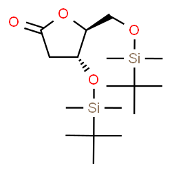 ChemSpider 2D Image | (4R,5S)-4-{[Dimethyl(2-methyl-2-propanyl)silyl]oxy}-5-({[dimethyl(2-methyl-2-propanyl)silyl]oxy}methyl)dihydro-2(3H)-furanone | C17H36O4Si2