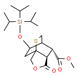 ChemSpider 2D Image | Methyl (5S,6S)-4-oxo-11-[(triisopropylsilyl)oxy]-3-oxa-9-thiatricyclo[5.2.2.0~1,5~]undec-10-ene-6-carboxylate | C20H32O5SSi