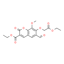 ChemSpider 2D Image | Ethyl 7-(2-ethoxy-2-oxoethoxy)-6-formyl-8-methoxy-2-oxo-2H-chromene-3-carboxylate | C18H18O9