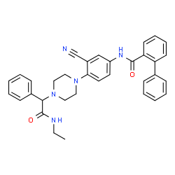 ChemSpider 2D Image | N-(3-Cyano-4-{4-[2-(ethylamino)-2-oxo-1-phenylethyl]-1-piperazinyl}phenyl)-2-biphenylcarboxamide | C34H33N5O2