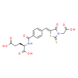 ChemSpider 2D Image | N-(4-{(Z)-[3-(Carboxymethyl)-4-oxo-2-thioxo-1,3-thiazolidin-5-ylidene]methyl}benzoyl)-D-glutamic acid | C18H16N2O8S2