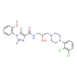 ChemSpider 2D Image | N-{3-[4-(2,3-Dichlorophenyl)-1-piperazinyl]-2-hydroxypropyl}-1-(2-methoxyphenyl)-2,5-dimethyl-1H-imidazole-4-carboxamide | C26H31Cl2N5O3