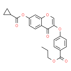 ChemSpider 2D Image | Propyl 4-({7-[(cyclopropylcarbonyl)oxy]-4-oxo-4H-chromen-3-yl}oxy)benzoate | C23H20O7