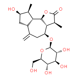 ChemSpider 2D Image | (3S,3aR,4S,8R,9S,9aR,9bR)-8-Hydroxy-3,9-dimethyl-6-methylene-2-oxododecahydroazuleno[4,5-b]furan-4-yl beta-D-glucopyranoside | C21H32O9