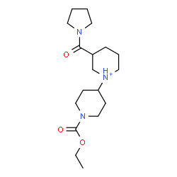 ChemSpider 2D Image | 1-[1-(Ethoxycarbonyl)-4-piperidinyl]-3-(1-pyrrolidinylcarbonyl)piperidinium | C18H32N3O3