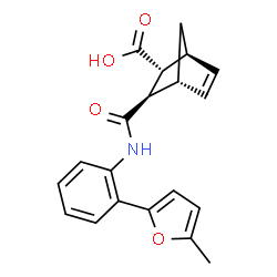 ChemSpider 2D Image | (1S,2R,3R,4R)-3-{[2-(5-Methyl-2-furyl)phenyl]carbamoyl}bicyclo[2.2.1]hept-5-ene-2-carboxylic acid | C20H19NO4
