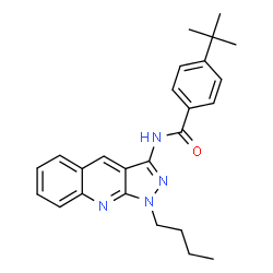 ChemSpider 2D Image | N-(1-Butyl-1H-pyrazolo[3,4-b]quinolin-3-yl)-4-(2-methyl-2-propanyl)benzamide | C25H28N4O