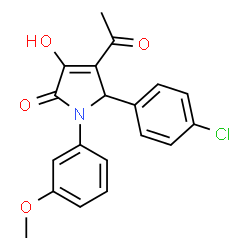 ChemSpider 2D Image | 4-Acetyl-5-(4-chlorophenyl)-3-hydroxy-1-(3-methoxyphenyl)-1,5-dihydro-2H-pyrrol-2-one | C19H16ClNO4