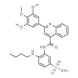 ChemSpider 2D Image | N-[2-(Butylamino)-5-sulfamoylphenyl]-2-(3,4,5-trimethoxyphenyl)-4-quinolinecarboxamide | C29H32N4O6S