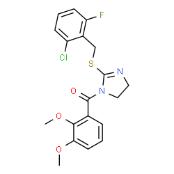 ChemSpider 2D Image | {2-[(2-Chloro-6-fluorobenzyl)sulfanyl]-4,5-dihydro-1H-imidazol-1-yl}(2,3-dimethoxyphenyl)methanone | C19H18ClFN2O3S