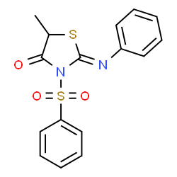 ChemSpider 2D Image | (2Z)-5-Methyl-2-(phenylimino)-3-(phenylsulfonyl)-1,3-thiazolidin-4-one | C16H14N2O3S2
