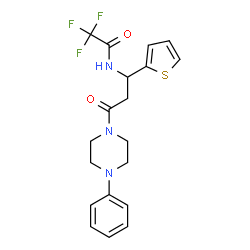 ChemSpider 2D Image | 2,2,2-Trifluoro-N-[3-oxo-3-(4-phenyl-1-piperazinyl)-1-(2-thienyl)propyl]acetamide | C19H20F3N3O2S