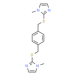 ChemSpider 2D Image | 2,2'-[1,4-Phenylenebis(methylenesulfanediyl)]bis(1-methyl-1H-imidazole) | C16H18N4S2