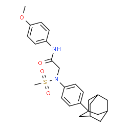 ChemSpider 2D Image | N~2~-[4-(Adamantan-1-yl)phenyl]-N-(4-methoxyphenyl)-N~2~-(methylsulfonyl)glycinamide | C26H32N2O4S