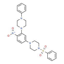 ChemSpider 2D Image | 1-[4-Nitro-3-(4-phenyl-1-piperazinyl)phenyl]-4-(phenylsulfonyl)piperazine | C26H29N5O4S