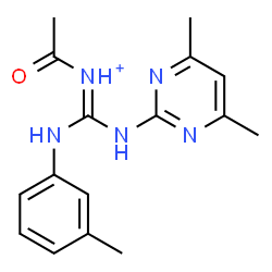 ChemSpider 2D Image | (E)-N-Acetyl[(4,6-dimethyl-2-pyrimidinyl)amino][(3-methylphenyl)amino]methaniminium | C16H20N5O