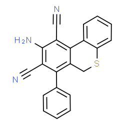 ChemSpider 2D Image | 9-Amino-7-phenyl-6H-benzo[c]thiochromene-8,10-dicarbonitrile | C21H13N3S