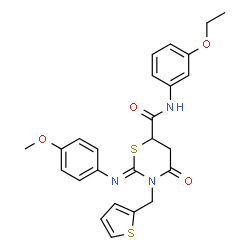 ChemSpider 2D Image | (2Z)-N-(3-Ethoxyphenyl)-2-[(4-methoxyphenyl)imino]-4-oxo-3-(2-thienylmethyl)-1,3-thiazinane-6-carboxamide | C25H25N3O4S2