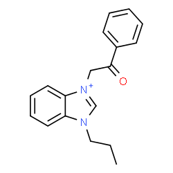 ChemSpider 2D Image | 3-(2-Oxo-2-phenylethyl)-1-propyl-1H-3,1-benzimidazol-3-ium | C18H19N2O