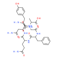 ChemSpider 2D Image | Tyrosylglycylphenylalanylglutaminylasparaginylalanine | C32H42N8O10