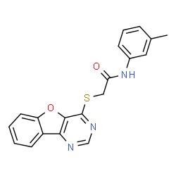 ChemSpider 2D Image | 2-(4-benzofuro[3,2-d]pyrimidinylthio)-N-(3-methylphenyl)acetamide | C19H15N3O2S