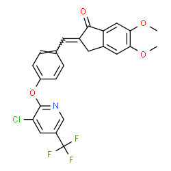 ChemSpider 2D Image | (2E)-2-(4-{[3-Chloro-5-(trifluoromethyl)-2-pyridinyl]oxy}benzylidene)-5,6-dimethoxy-1-indanone | C24H17ClF3NO4