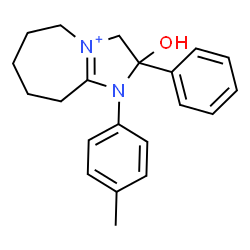 ChemSpider 2D Image | 3H-Imidazo[1,2-a]azepinium, 2,5,6,7,8,9-hexahydro-2-hydroxy-1-(4-methylphenyl)-2-phenyl- | C21H25N2O