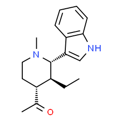 ChemSpider 2D Image | 1-[(2S,3S,4R)-3-Ethyl-2-(1H-indol-3-yl)-1-methyl-4-piperidinyl]ethanone | C18H24N2O