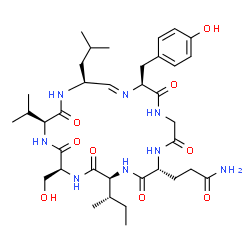 ChemSpider 2D Image | 3-[(2R,5S,8S,11S,14S,15E,17S)-5-[(2S)-2-Butanyl]-17-(4-hydroxybenzyl)-8-(hydroxymethyl)-14-isobutyl-11-isopropyl-3,6,9,12,18,21-hexaoxo-1,4,7,10,13,16,19-heptaazacyclohenicos-15-en-2-yl]propanamide | C36H56N8O9