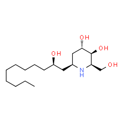 ChemSpider 2D Image | (2R,3S,4S,6S)-2-(Hydroxymethyl)-6-[(2R)-2-hydroxyundecyl]-3,4-piperidinediol | C17H35NO4