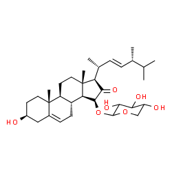ChemSpider 2D Image | (3beta,15beta,22E)-3-Hydroxy-16-oxoergosta-5,22-dien-15-yl pentopyranoside | C33H52O7