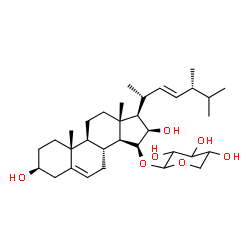 ChemSpider 2D Image | (3beta,15beta,16beta,22E)-3,16-Dihydroxyergosta-5,22-dien-15-yl pentopyranoside | C33H54O7