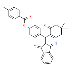 ChemSpider 2D Image | 4-(7,7-Dimethyl-9,11-dioxo-7,8,9,10,10a,11-hexahydro-6H-indeno[1,2-b]quinolin-10-yl)phenyl 4-methylbenzoate | C32H27NO4