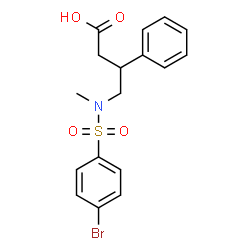 ChemSpider 2D Image | 4-{[(4-Bromophenyl)sulfonyl](methyl)amino}-3-phenylbutanoic acid | C17H18BrNO4S