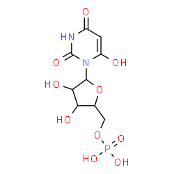 ChemSpider 2D Image | 6-Hydroxy-1-(5-O-phosphonopentofuranosyl)-2,4(1H,3H)-pyrimidinedione | C9H13N2O10P