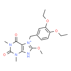 ChemSpider 2D Image | 7-(3,4-Diethoxybenzyl)-8-methoxy-1,3-dimethyl-2,6-dioxo-2,3,6,9-tetrahydro-1H-purin-7-ium | C19H25N4O5