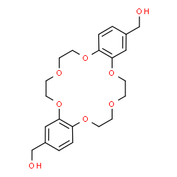 ChemSpider 2D Image | 6,7,9,10,17,18,20,21-Octahydrodibenzo[b,k][1,4,7,10,13,16]hexaoxacyclooctadecine-2,13-diyldimethanol | C22H28O8