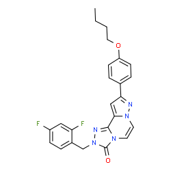 ChemSpider 2D Image | 9-(4-Butoxyphenyl)-2-(2,4-difluorobenzyl)pyrazolo[1,5-a][1,2,4]triazolo[3,4-c]pyrazin-3(2H)-one | C24H21F2N5O2