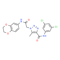 ChemSpider 2D Image | N-(3,5-Dichlorophenyl)-1-[2-(2,3-dihydro-1,4-benzodioxin-6-ylamino)-2-oxoethyl]-5-methyl-1H-1,2,3-triazole-4-carboxamide | C20H17Cl2N5O4