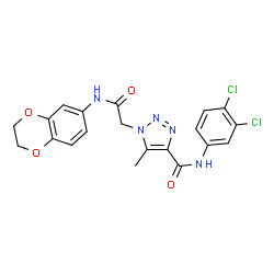 ChemSpider 2D Image | N-(3,4-Dichlorophenyl)-1-[2-(2,3-dihydro-1,4-benzodioxin-6-ylamino)-2-oxoethyl]-5-methyl-1H-1,2,3-triazole-4-carboxamide | C20H17Cl2N5O4
