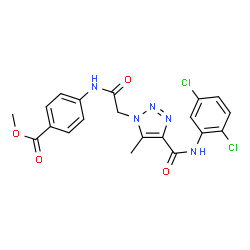 ChemSpider 2D Image | Methyl 4-[({4-[(2,5-dichlorophenyl)carbamoyl]-5-methyl-1H-1,2,3-triazol-1-yl}acetyl)amino]benzoate | C20H17Cl2N5O4