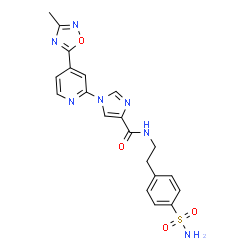 ChemSpider 2D Image | 1-[4-(3-Methyl-1,2,4-oxadiazol-5-yl)-2-pyridinyl]-N-[2-(4-sulfamoylphenyl)ethyl]-1H-imidazole-4-carboxamide | C20H19N7O4S