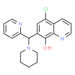 ChemSpider 2D Image | 5-Chloro-7-[1-piperidinyl(2-pyridinyl)methyl]-8-quinolinol | C20H20ClN3O