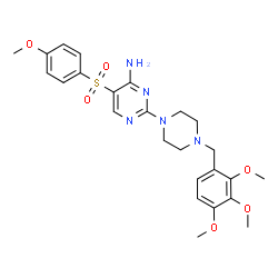 ChemSpider 2D Image | 5-[(4-Methoxyphenyl)sulfonyl]-2-[4-(2,3,4-trimethoxybenzyl)-1-piperazinyl]-4-pyrimidinamine | C25H31N5O6S