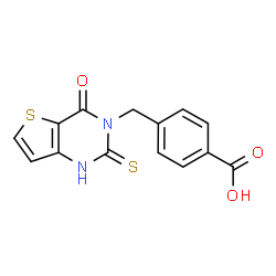 ChemSpider 2D Image | 4-[(4-Oxo-2-thioxo-1,4-dihydrothieno[3,2-d]pyrimidin-3(2H)-yl)methyl]benzoic acid | C14H10N2O3S2